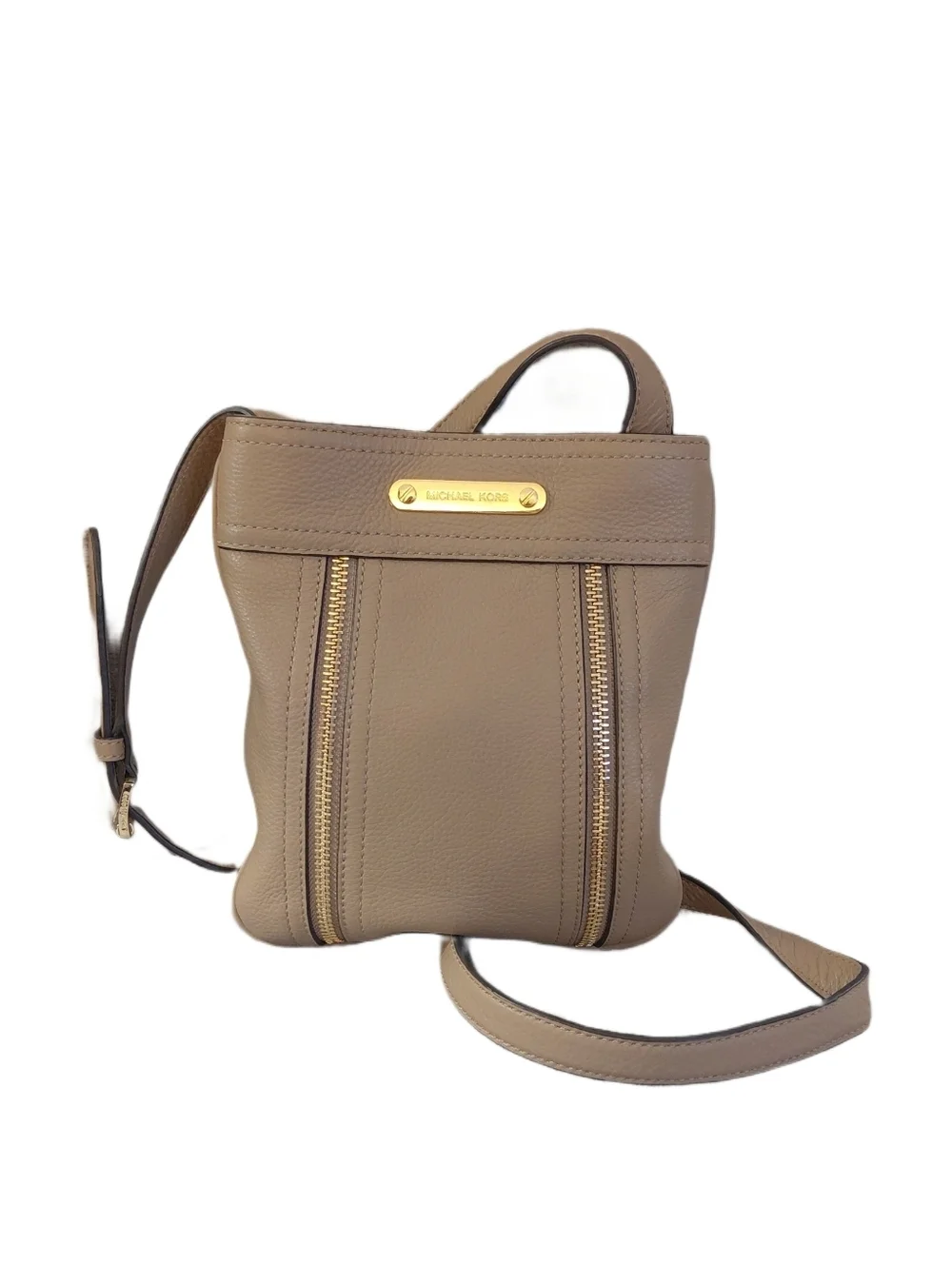 Michael Kors Moxley Tan Pebbled Leather Crossbody Bag